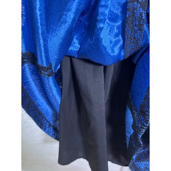 Jones New York Sz 18 Blue Dres w Black Lace Overlay, Lined Sleeveless Belt NYE - Picture 7 of 9